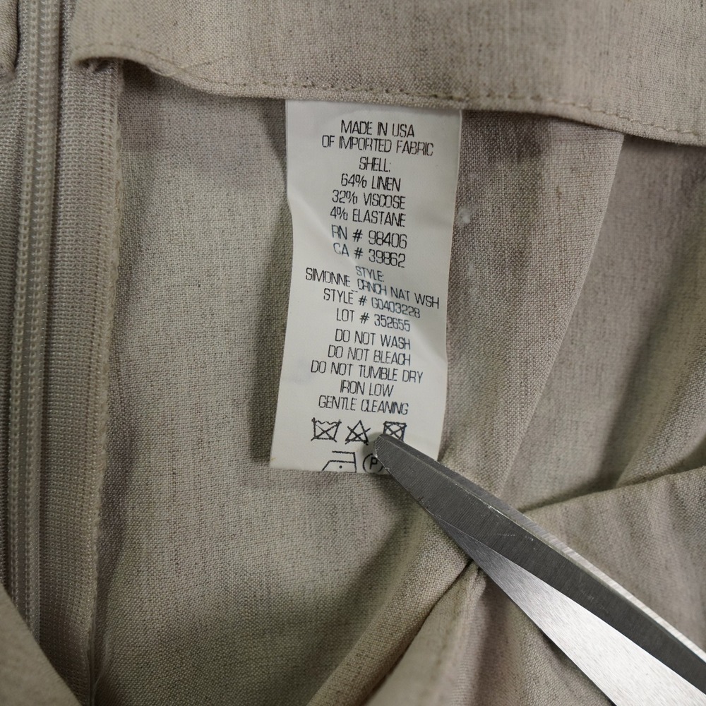 Theory Simonne Crunch Wide Leg Pants Size 00 Oatmeal Linen Blend Wide Leg Pants - Picture 5 of 10